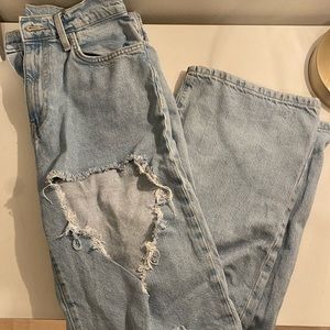 Forever 21 ripped straight high waisted jeans
